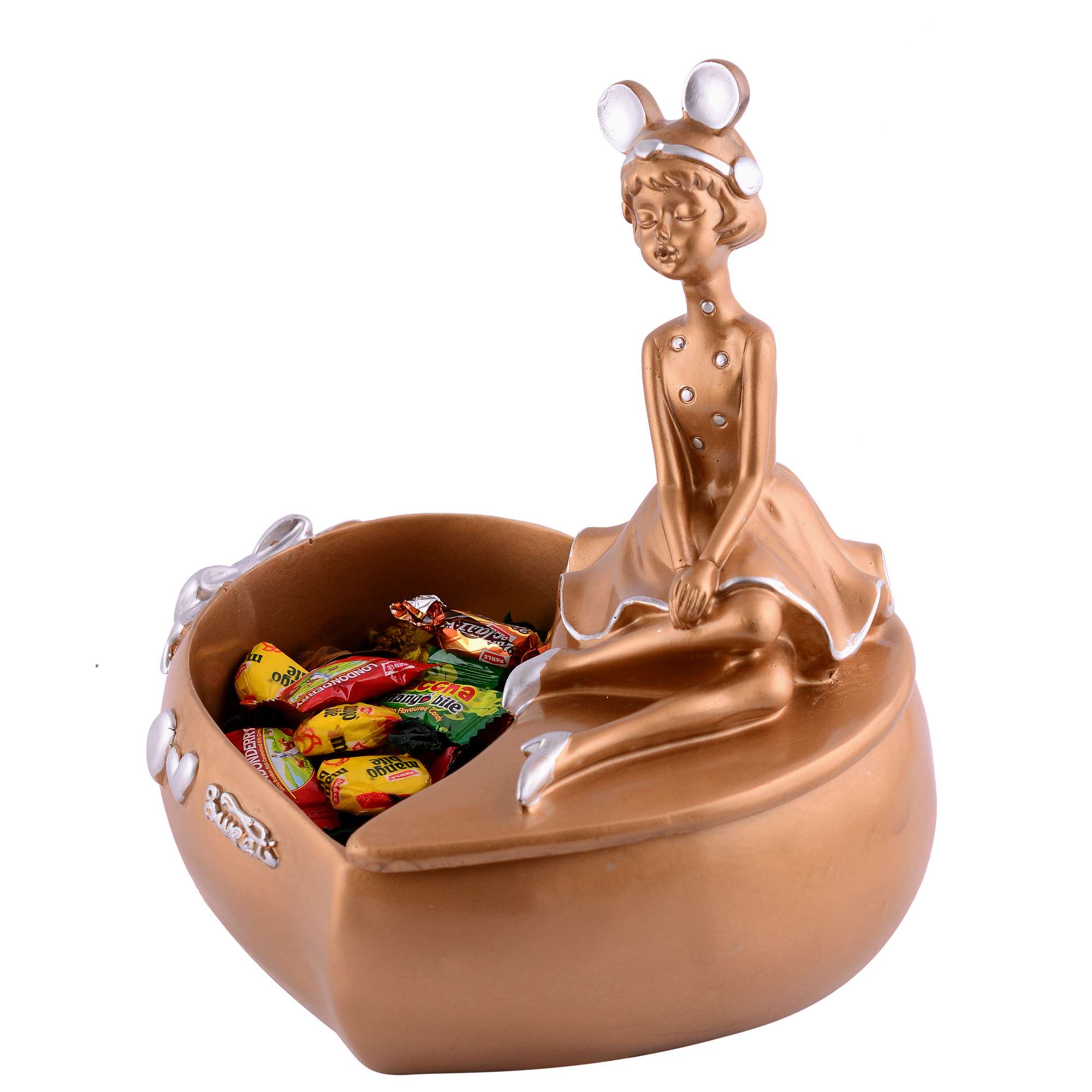 LADY with Basket golden Showpiece for Home Decor Showpiece | Girl Basket Showpiece & Office Decor Showpiece - Image 4